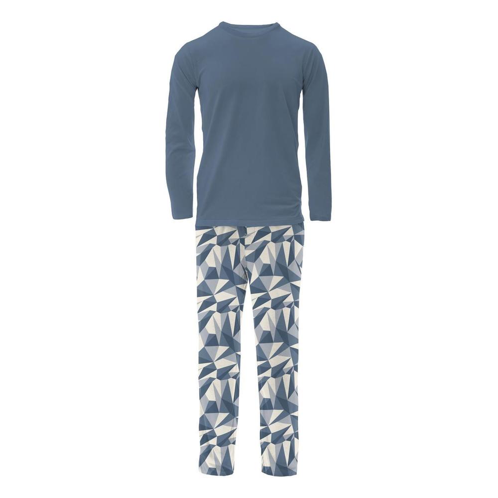 NEW KICKEE men's long sleeve pajama set in winter ice